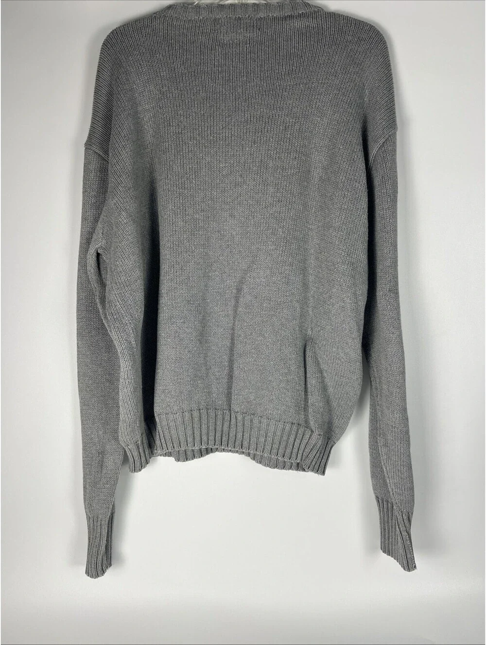 Polo Ralph Lauren Cotton Gray Knit Crewneck Sweater Brown Pony XLarge
